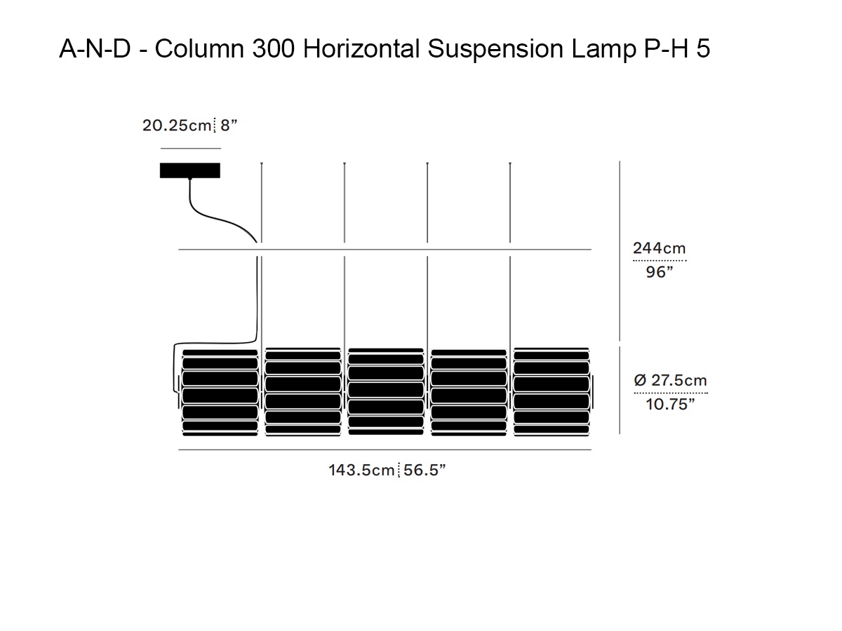 A-N-D Column 300 Horizontal Suspension Lamp P H 5