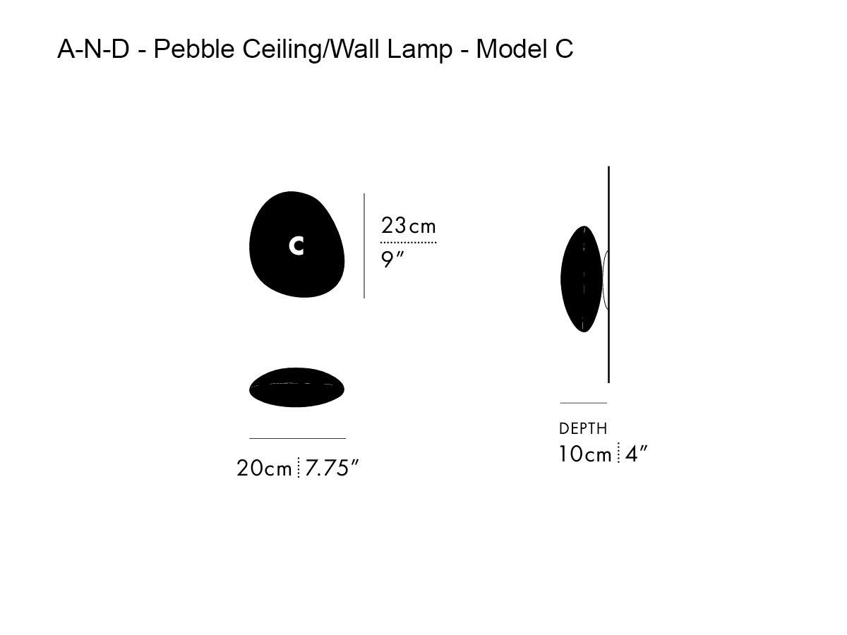 A-N-D Pebble Ceiling Wall Lamp Model C