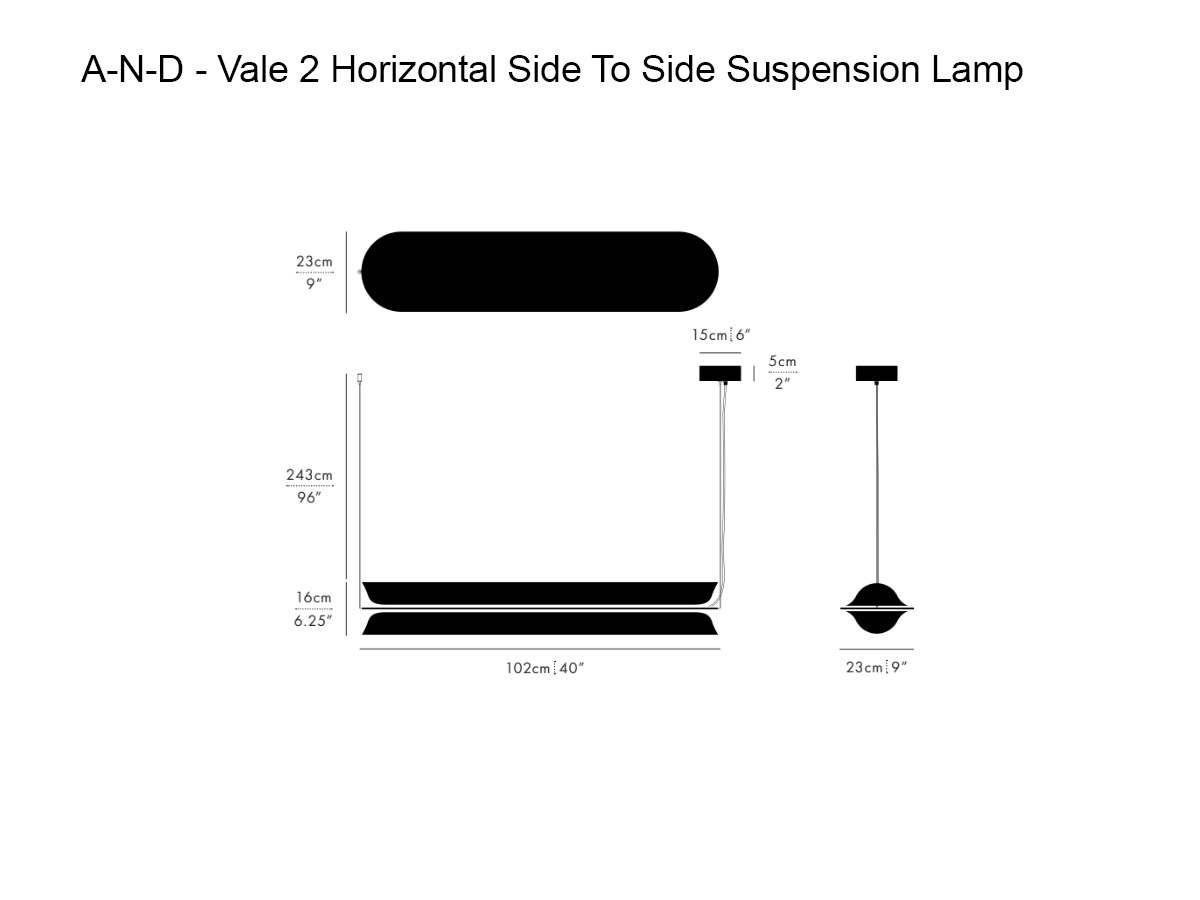 A-N-D Vale 2 Horizontal Side To Side Suspension Lamp
