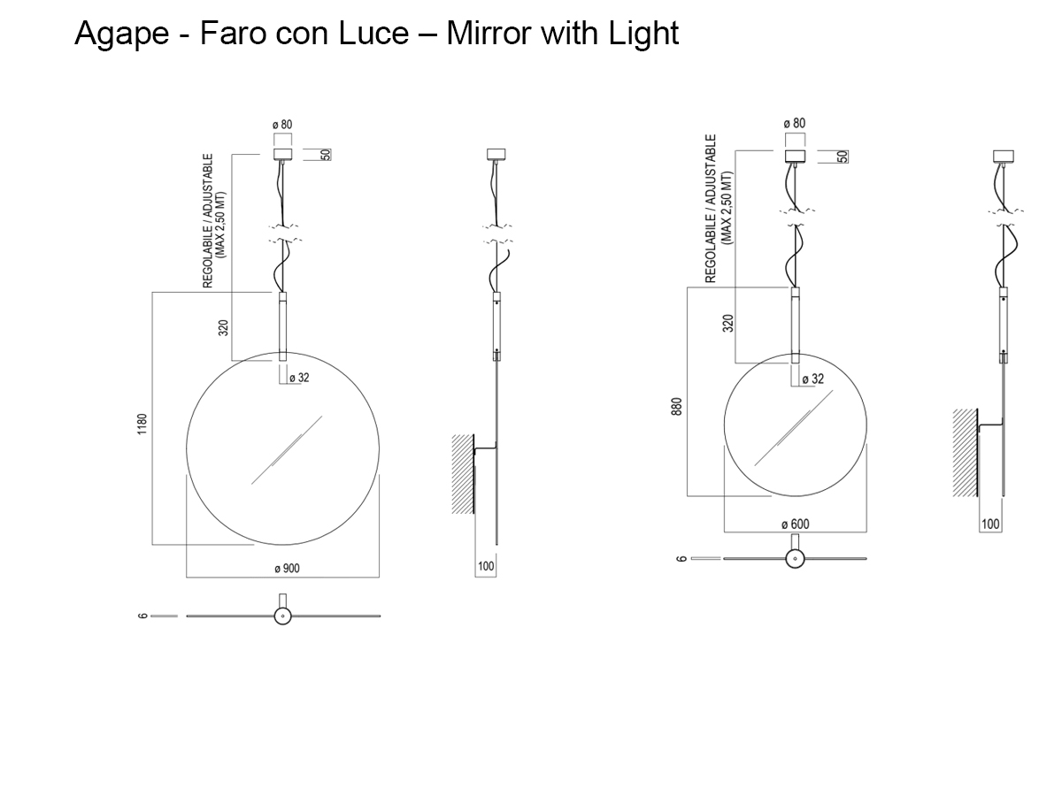 Зеркало Agape Faro, подсветка