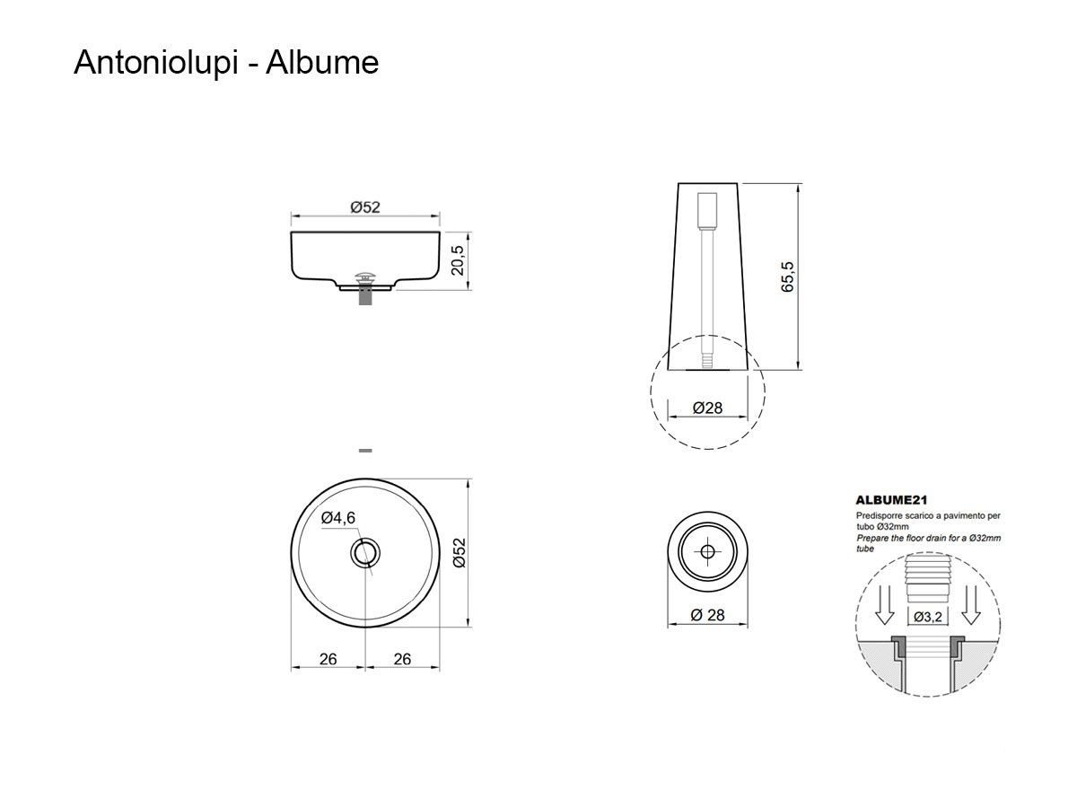 Antoniolupi Albume Freestanding Washbasin Calacatta Viola Marble
