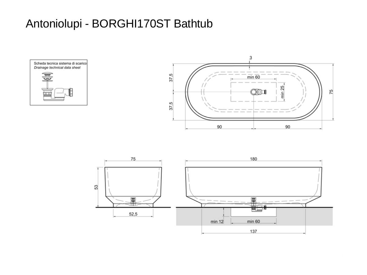 Antoniolupi Borghi170st Bathtub
