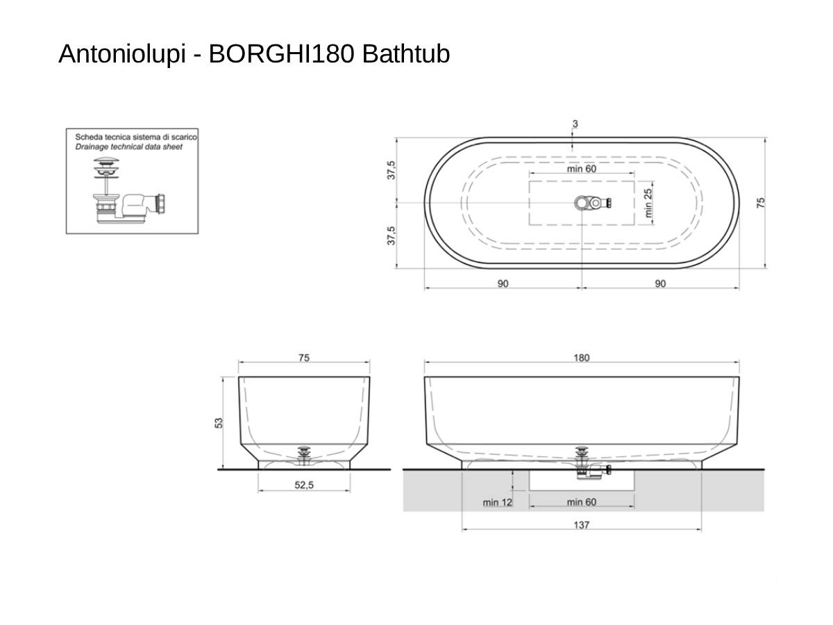Antoniolupi Borghi180 Bathtub Icemood