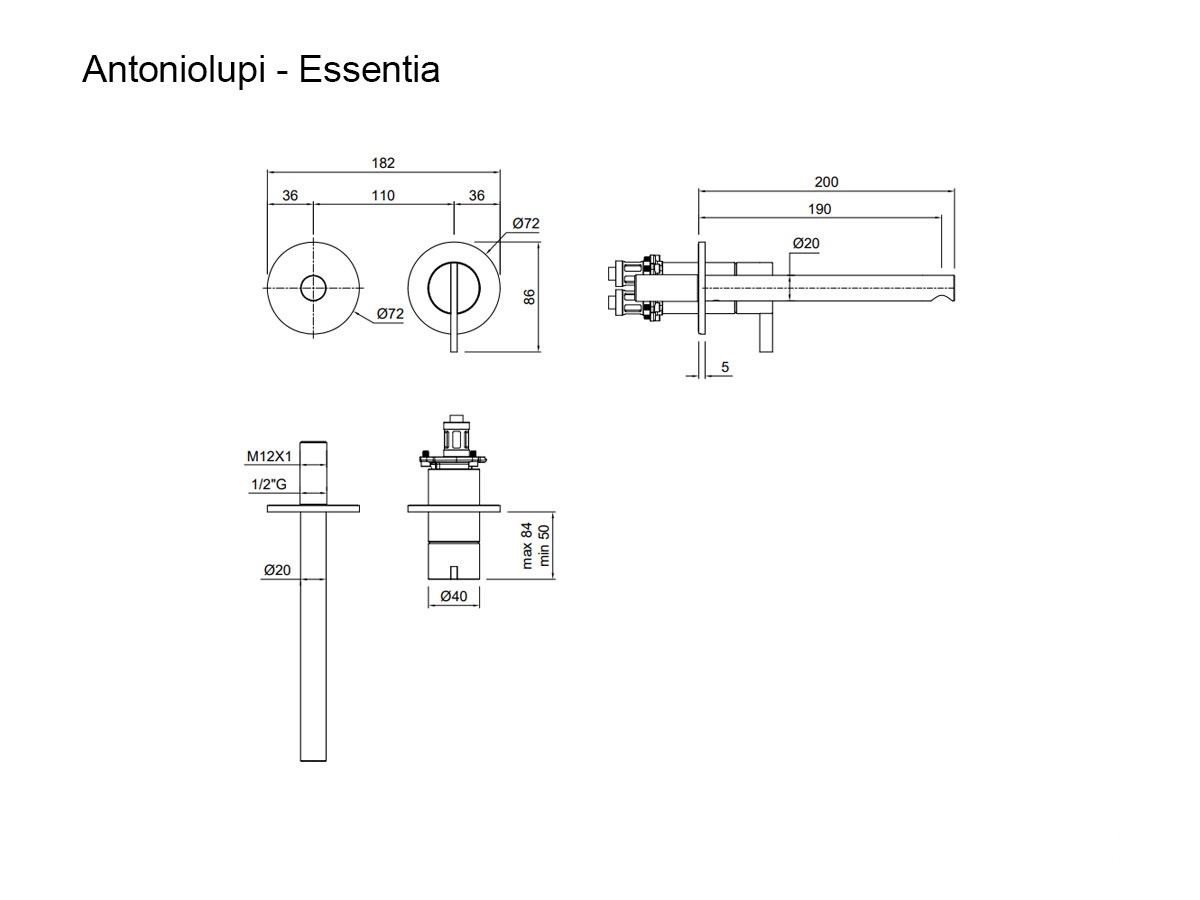 Смеситель для раковины Antoniolupi Essentia, настенный