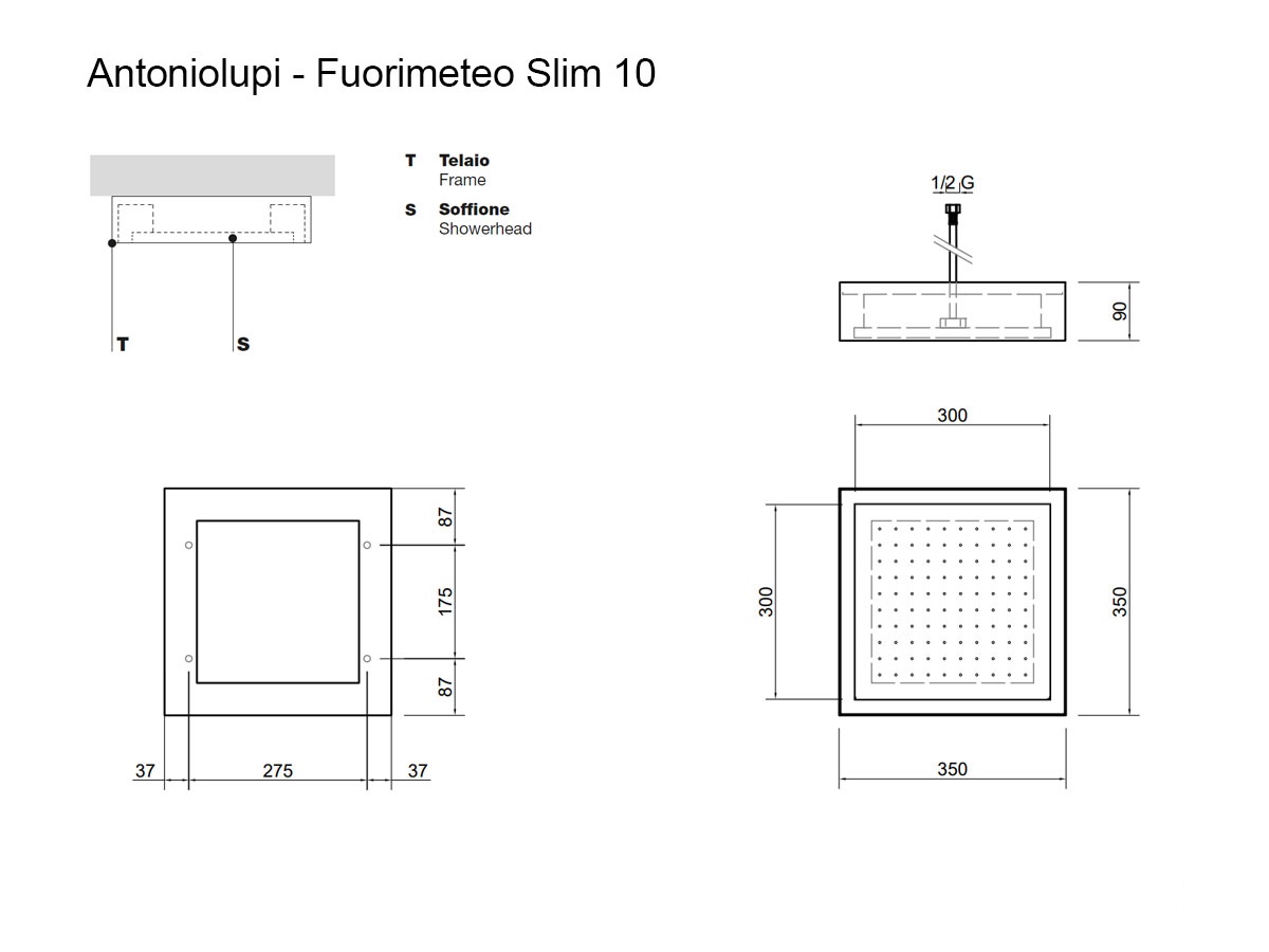 Antoniolupi Fuorimeteo Slim 10 Ceiling Showerghead