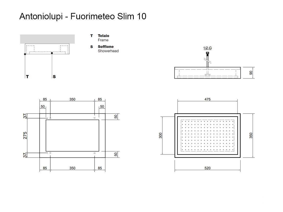 Antoniolupi Fuorimeteo Slim 20 Ceiling Showerghead