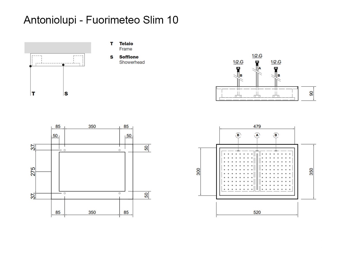 Antoniolupi Fuorimeteo Slim 20c Ceiling Showerghead