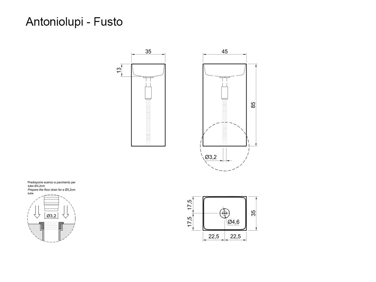 Antoniolupi Fusto Freestanding Washbasin Verde Alpi Marble