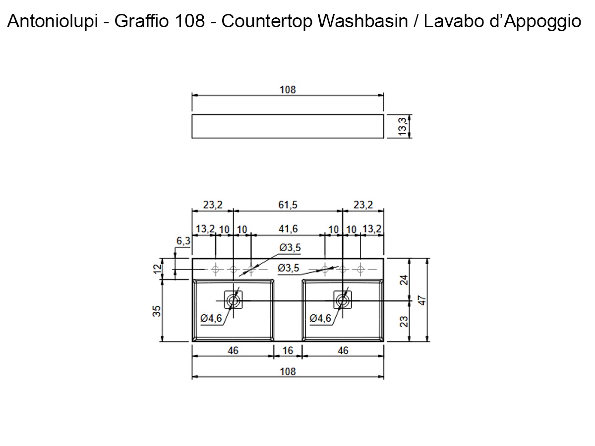 Antoniolupi Graffio M108 Countertop Washbasin White