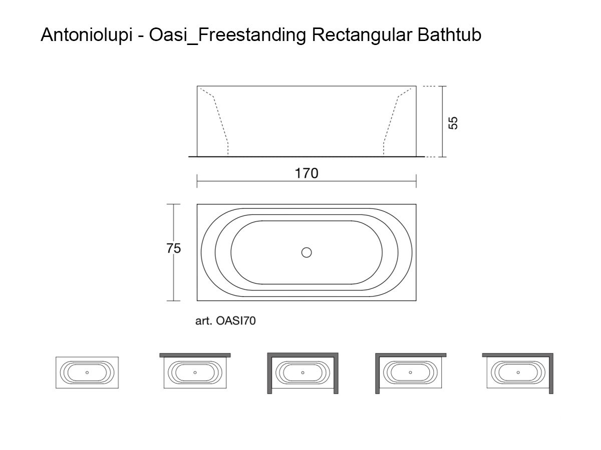 Antoniolupi Oasi Freestanding Rectangular Bathtub
