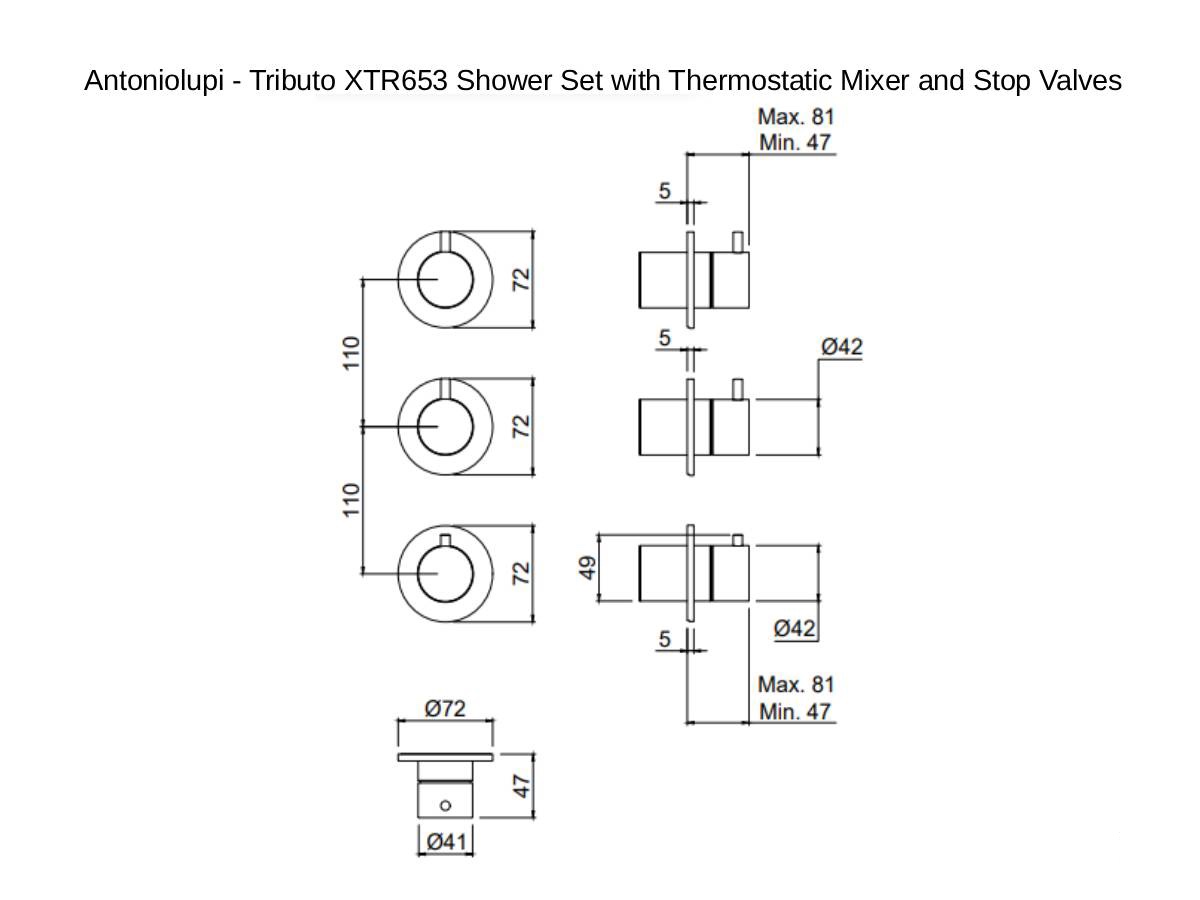 Antoniolupi Tributo Xtr653 Shower Set With Thermostatic Mixer And Stop Valves