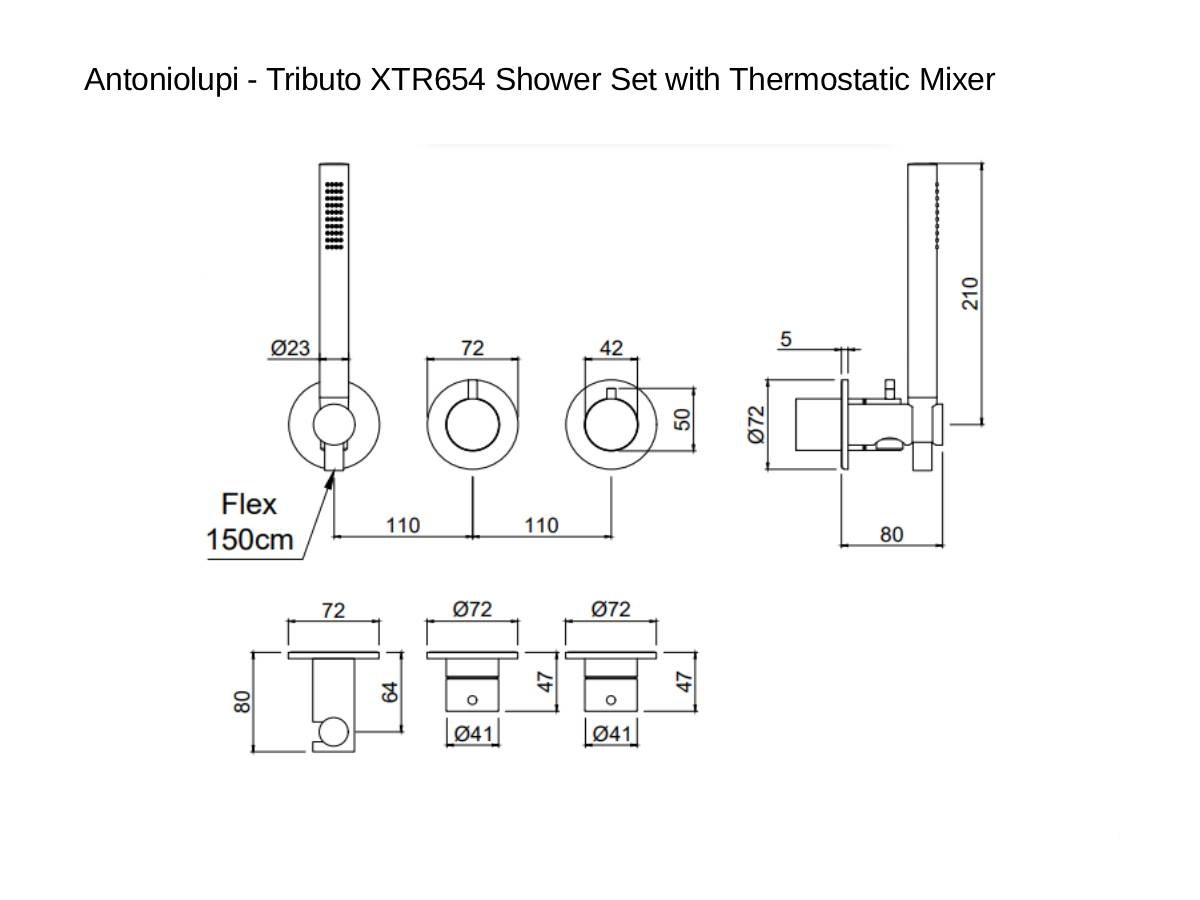 Antoniolupi Tributo Xtr654 Shower Set With Thermostatic Mixer