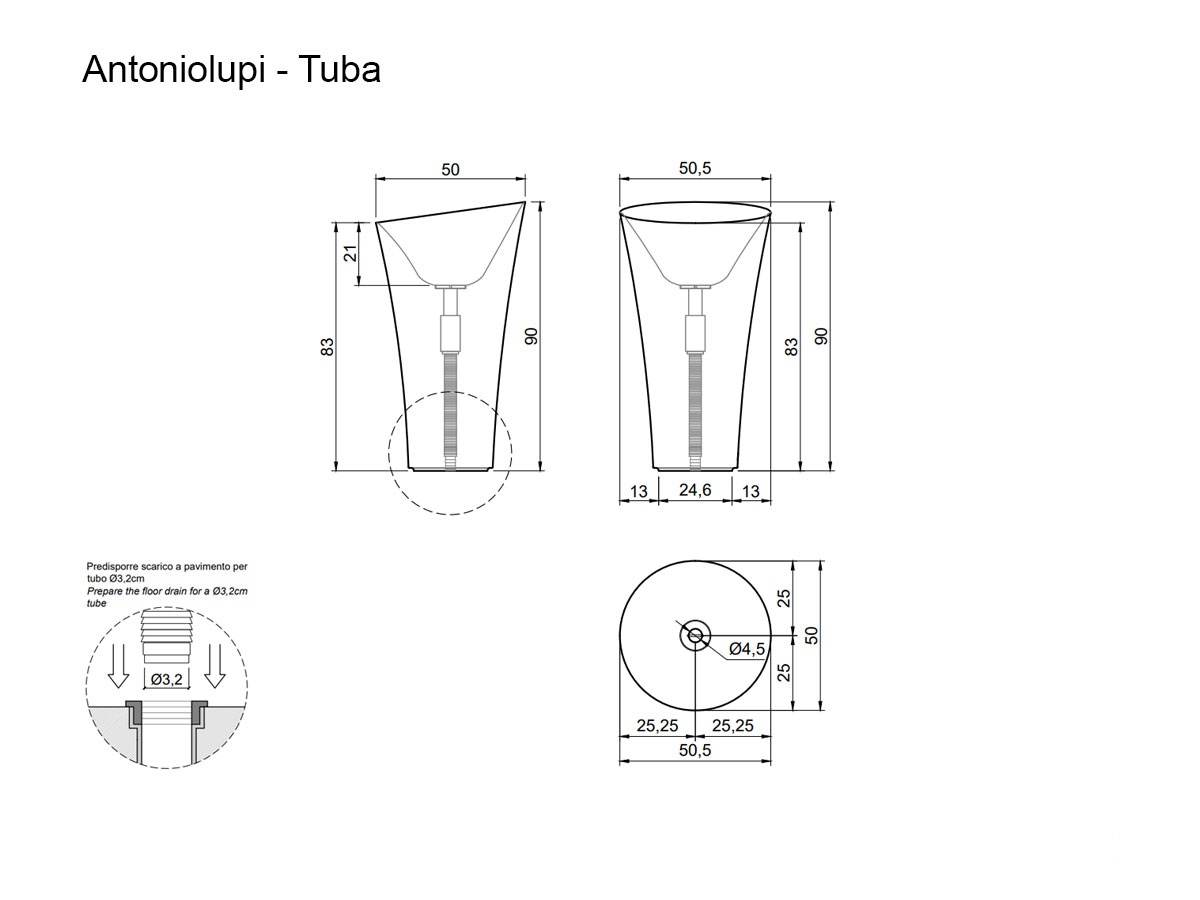 Antoniolupi Tuba Freestanding Washbasin Port Laurent Marble