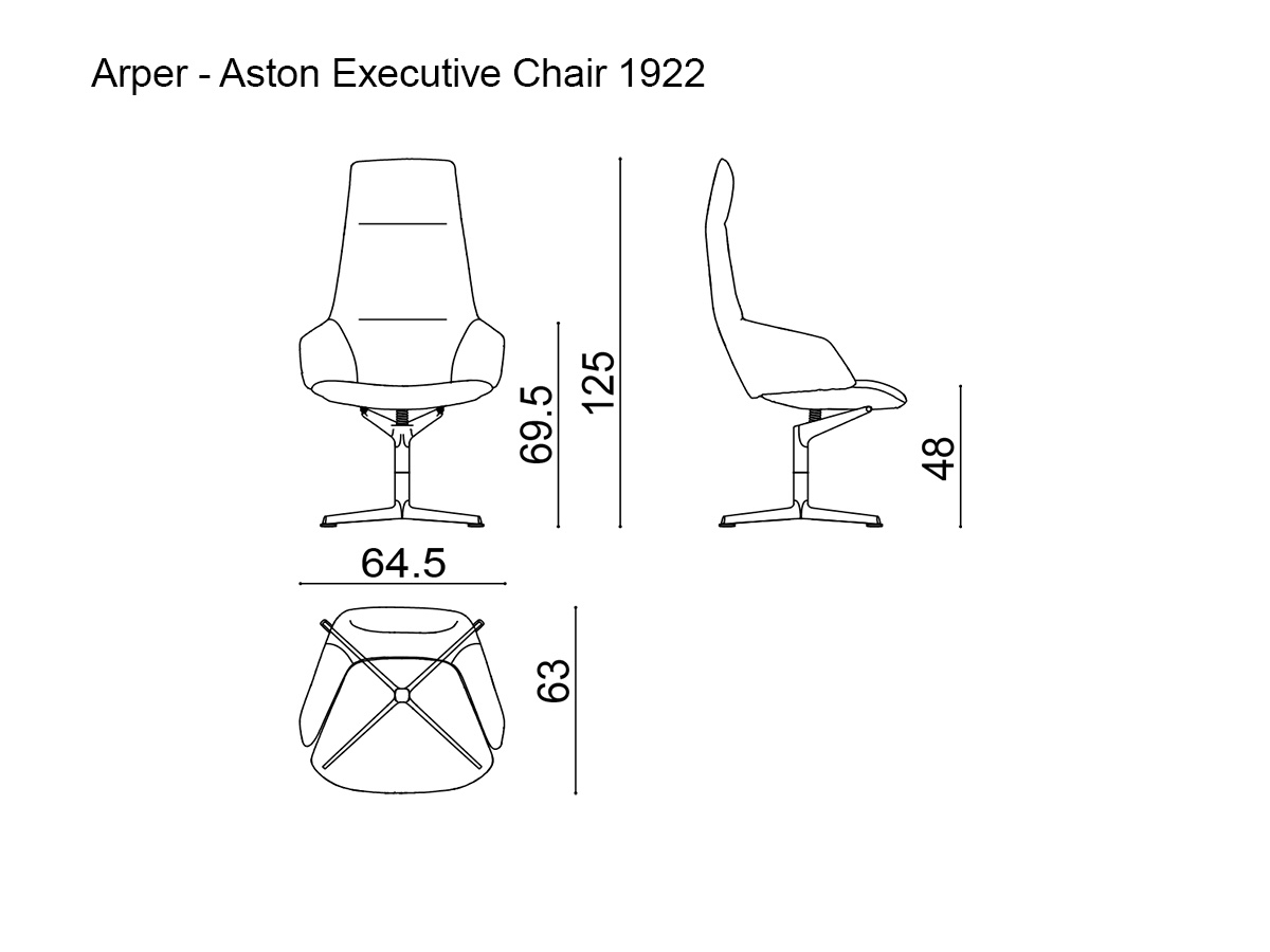 Arper Aston Executive Chair Shiny Aluminum Elmsoft Leather Es43054