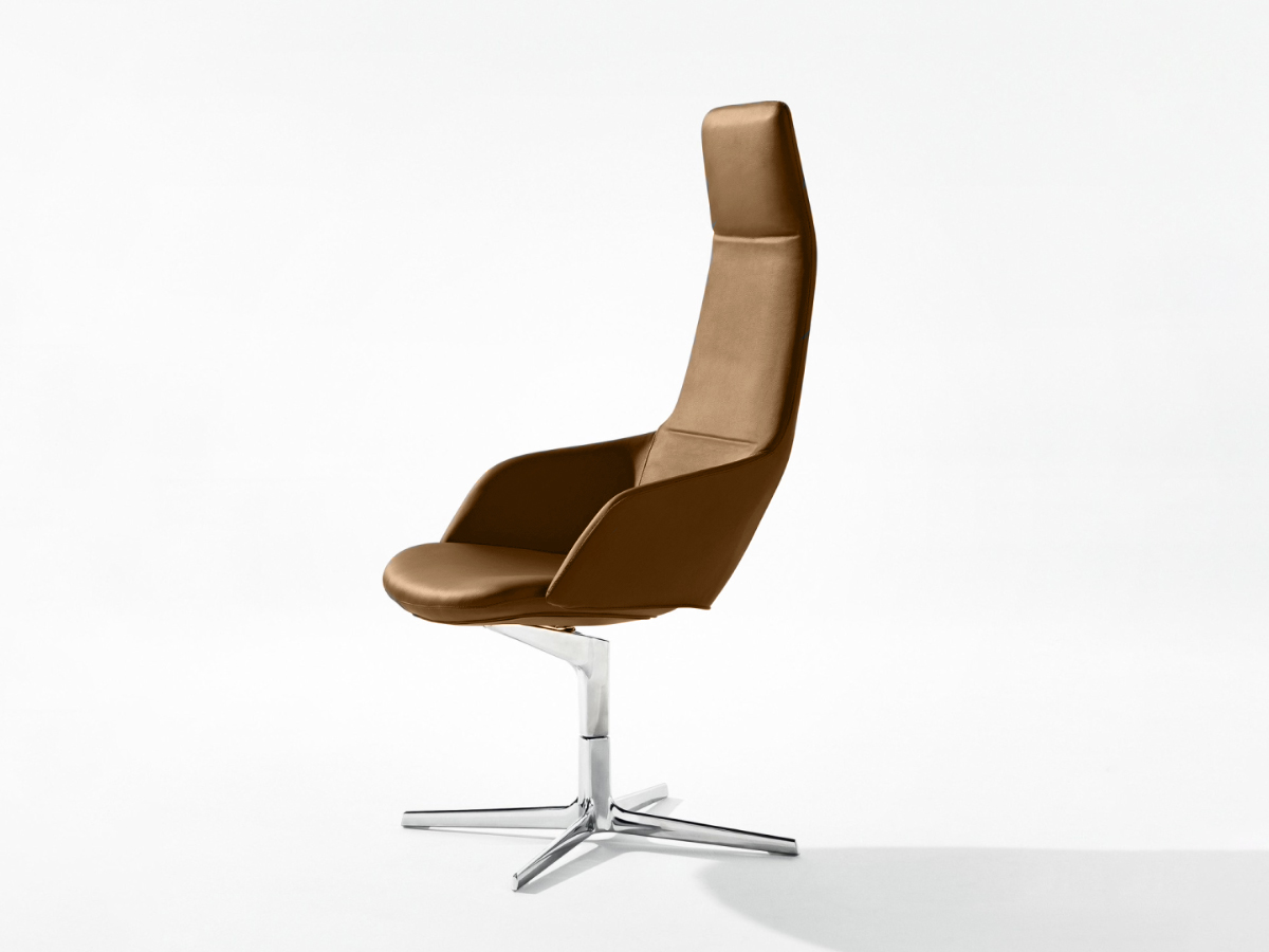 Arper Aston Executive Chair Shiny Aluminum Elmsoft Leather Es43054