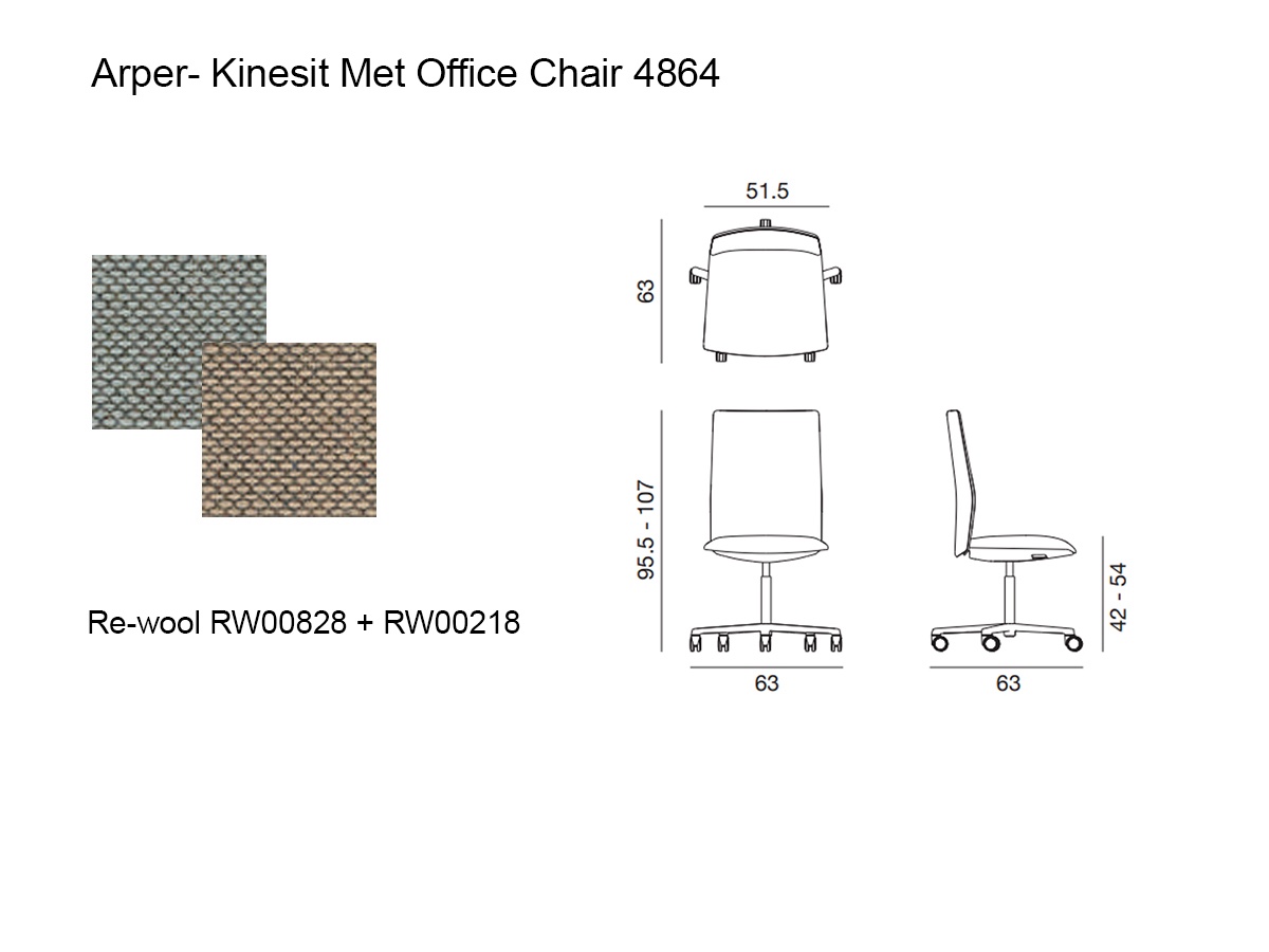 Arper Kinesit Met Office Chair 4864 Re Wool Rw00828rw00218