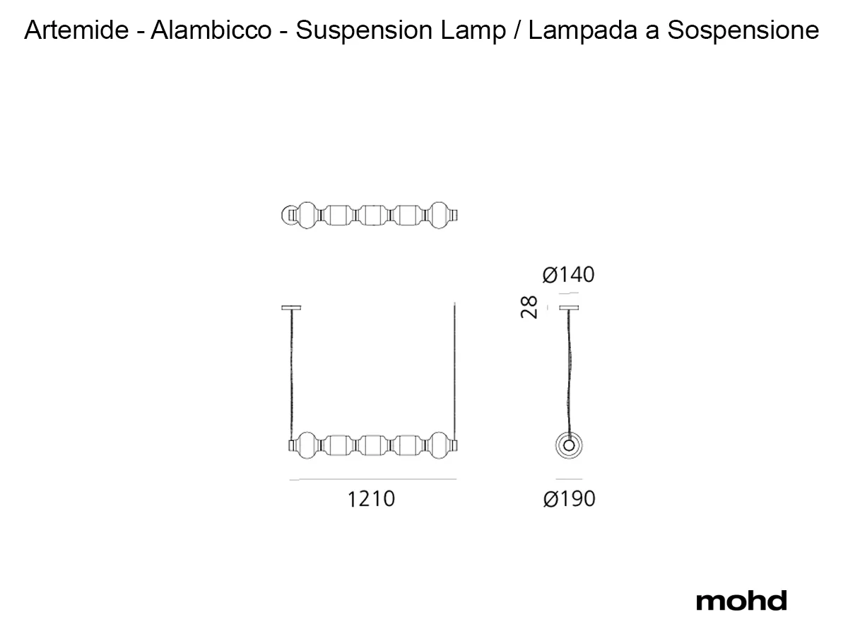 Artemide Alambicco Horizontal Suspension Lamp