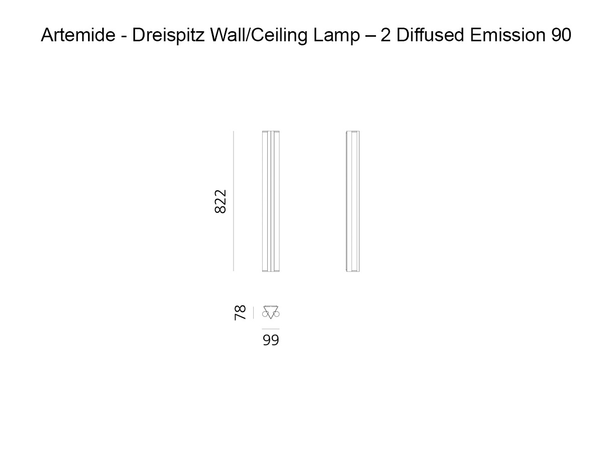 Artemide Dreispitz Wall Ceiling Lamp 2 Diffused Emission 90