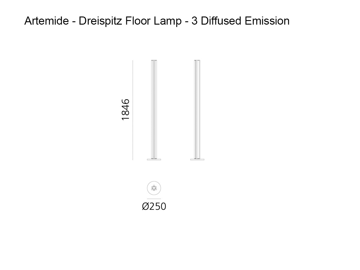 Artemide Dreispitz Floor Lamp 3 Diffused Emission