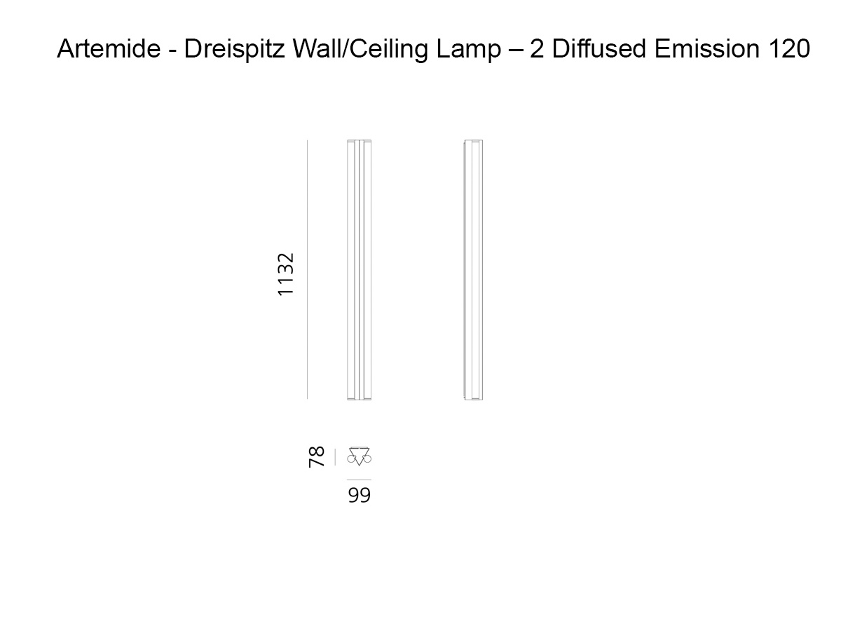 Artemide Dreispitz Wall Ceiling Lamp 2 Diffused Emission 120