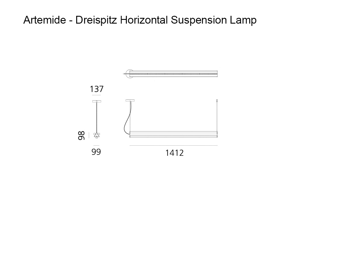 Artemide Dreispitz Suspension Lamp Horizontal 150