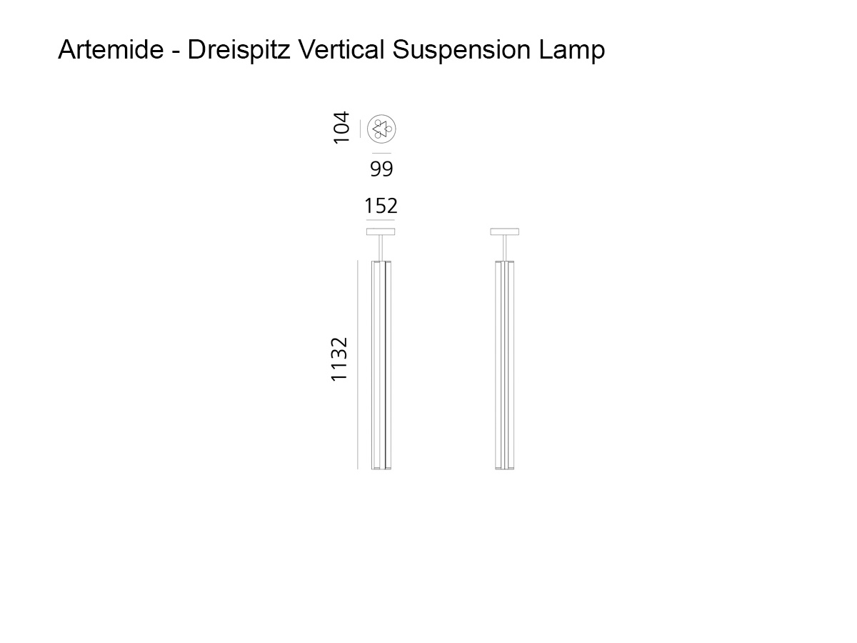 Artemide Dreispitz Vertical Suspension Lamp 3 Diffused Emission 120