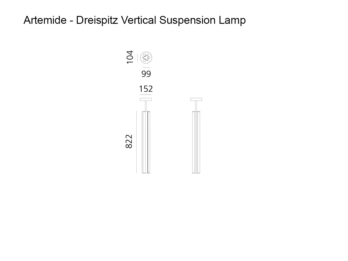 Artemide Dreispitz Vertical Suspension Lamp 3 Diffused Emission 90
