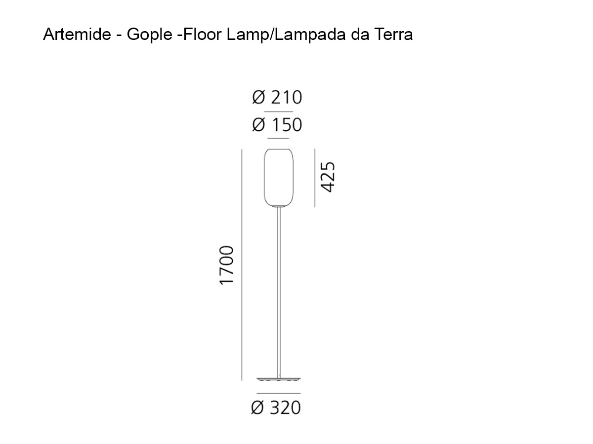 Artemide Gople F Floor Lamp Silver Structure