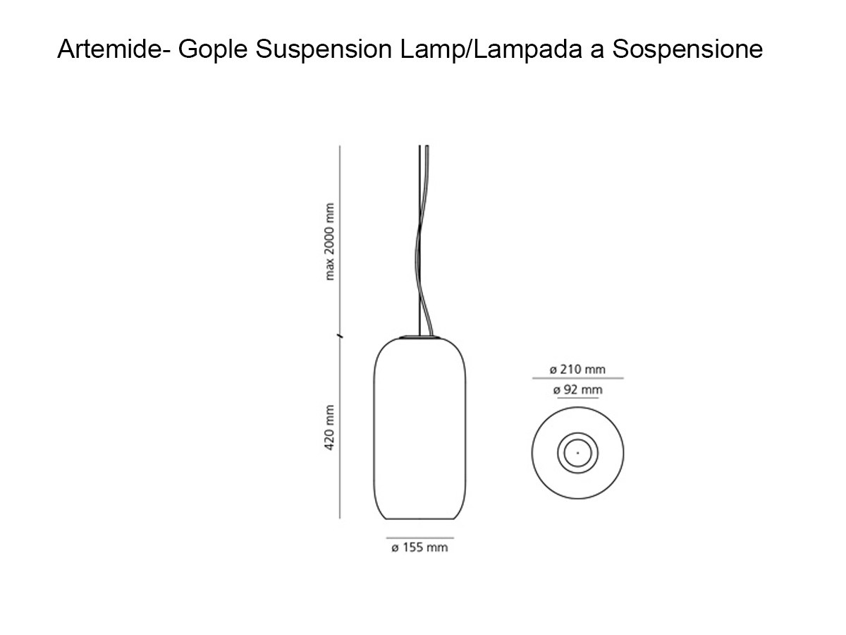 Artemide Gople Rwb Suspension Lamp