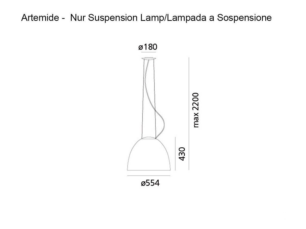 Artemide Nur Led White Integralis Suspension Lamp
