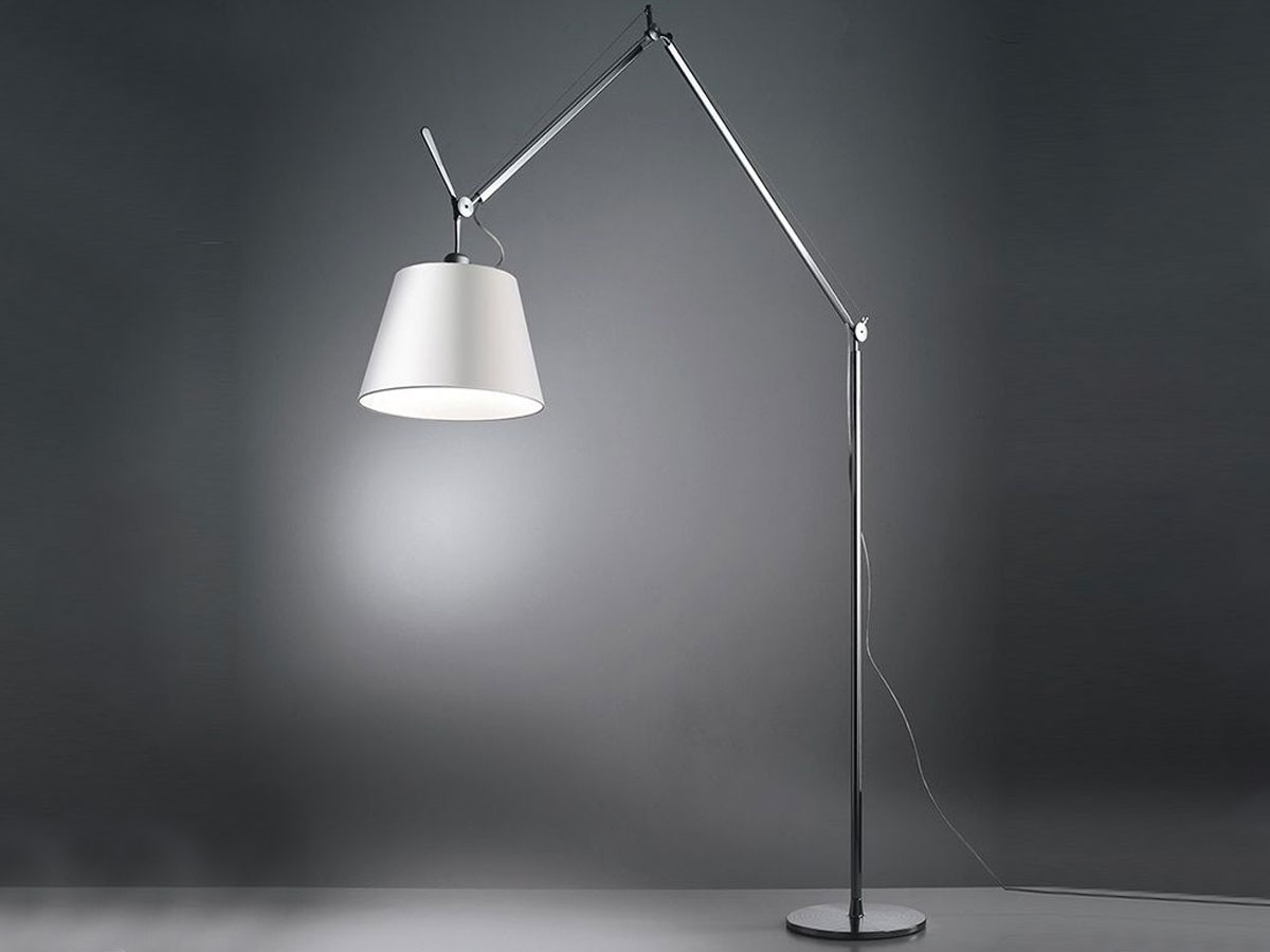 Artemide Tolomeo Mega Floor Lamp Aluminium Parchment Dimmer