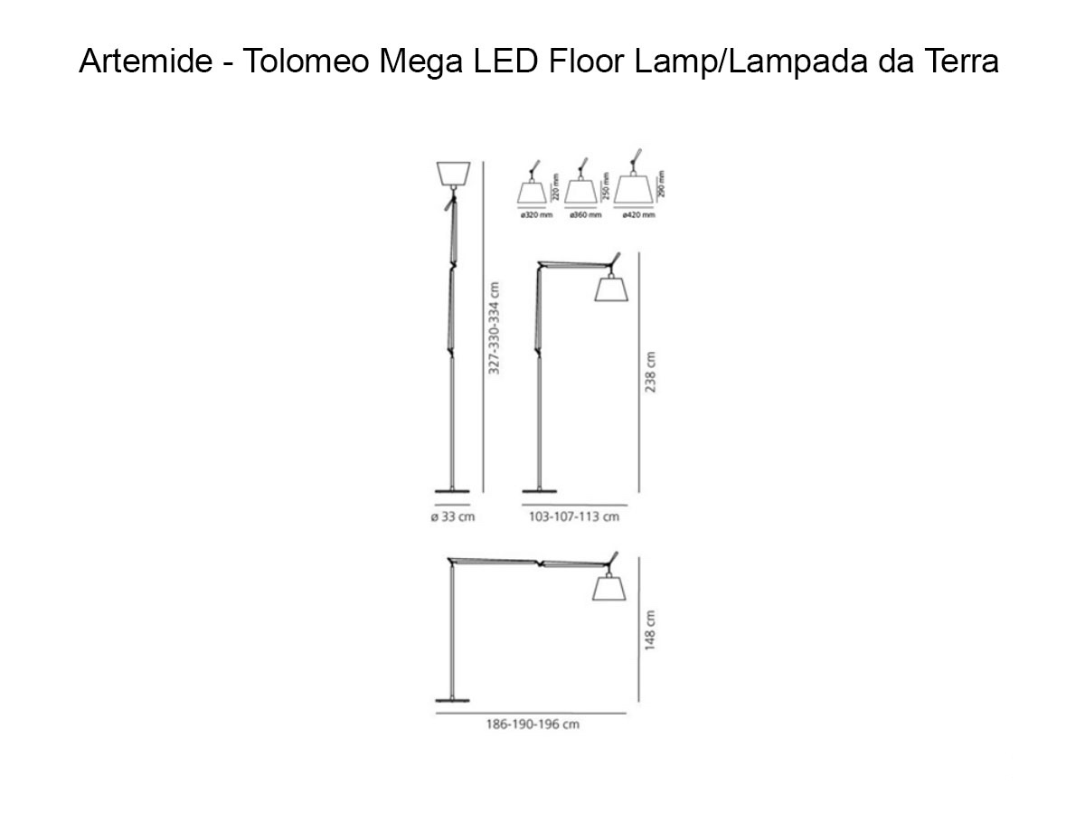 Artemide Tolomeo Mega Led Floor Lamp O42 Cm Dimmer 2700k
