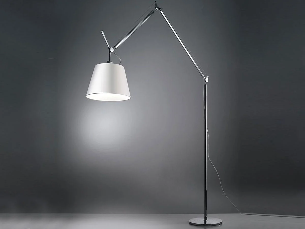 Artemide Tolomeo Mega Led Floor Lamp Aluminium Parchment Dimmer 2700k