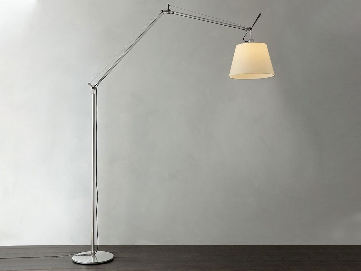Artemide Tolomeo Mega Led Floor Lamp Aluminium Parchment Dimmer 2700k