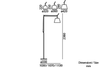 Artemide Tolomeo Mega Floor Lamp Satin With Dimmer