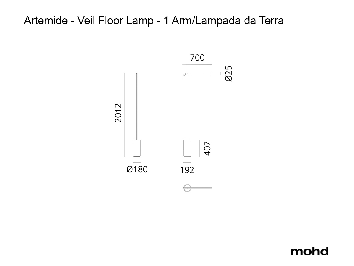Artemide Veil Floor Lamp 1 Arm