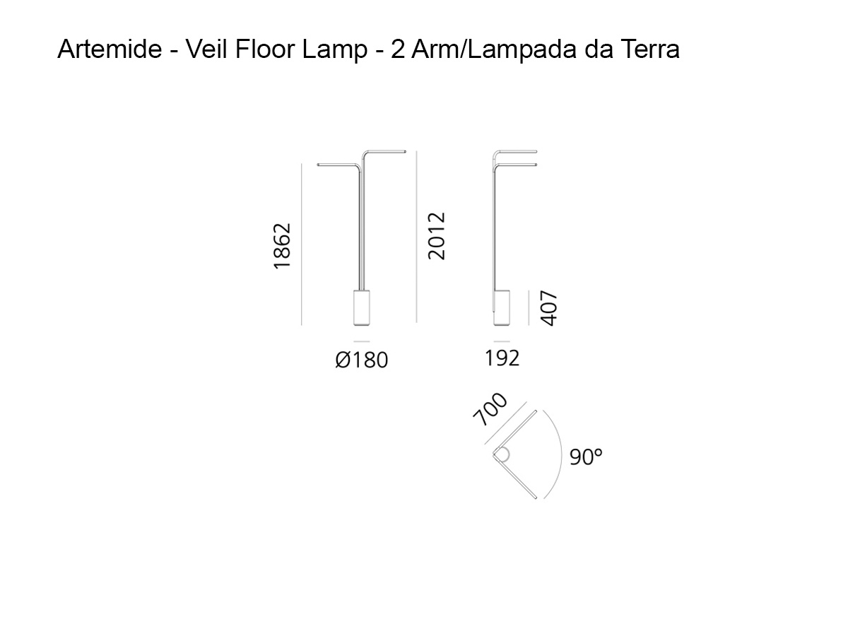 Artemide Veil Floor Lamp 2 Arms
