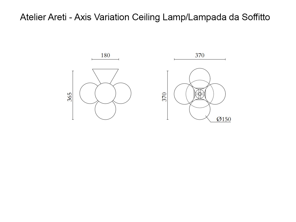 Atelier Areti Axis Variation Ceiling Lamp 5 Globes