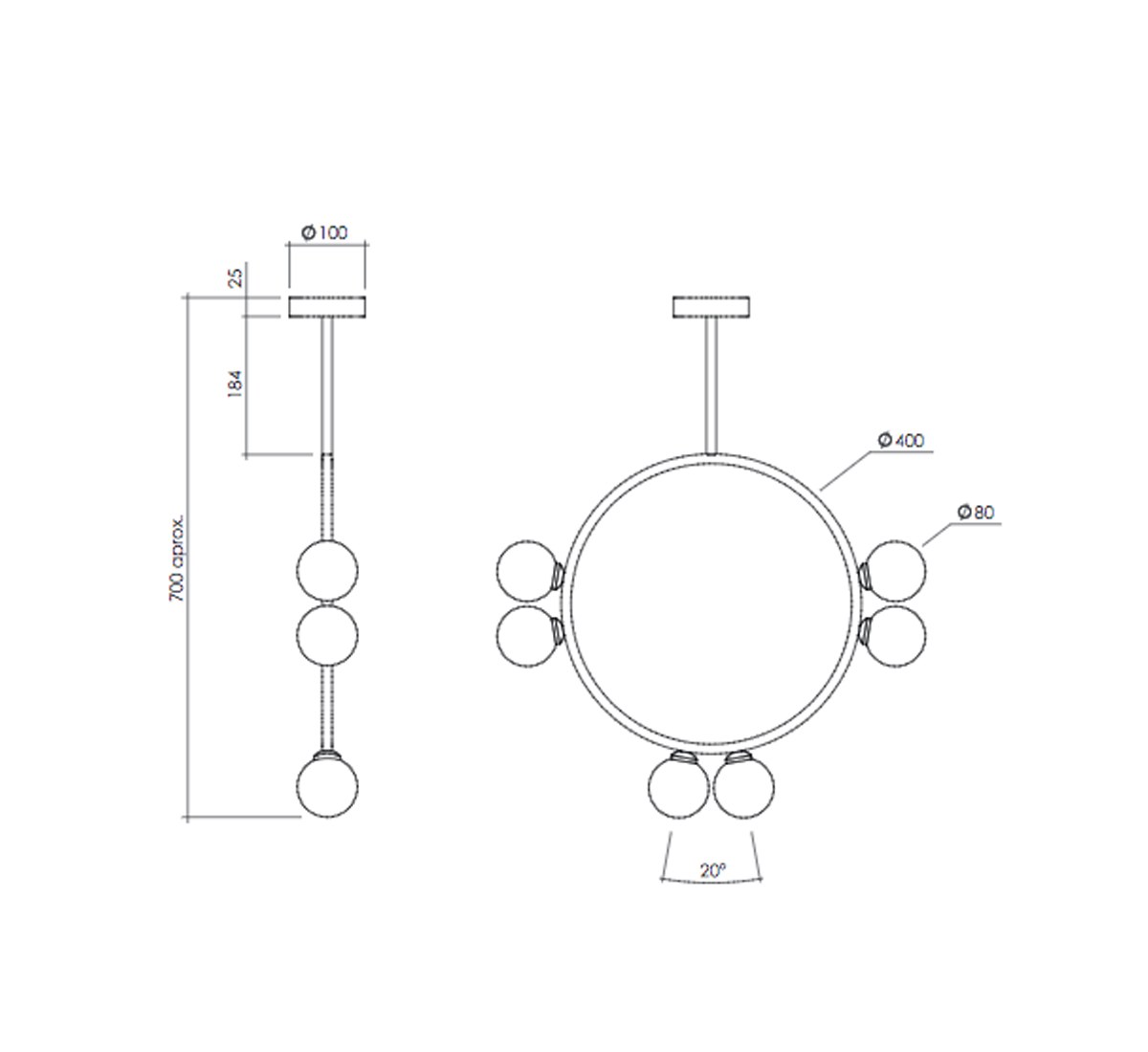 Atelier Areti Circle 6 Globes Suspension Lamp