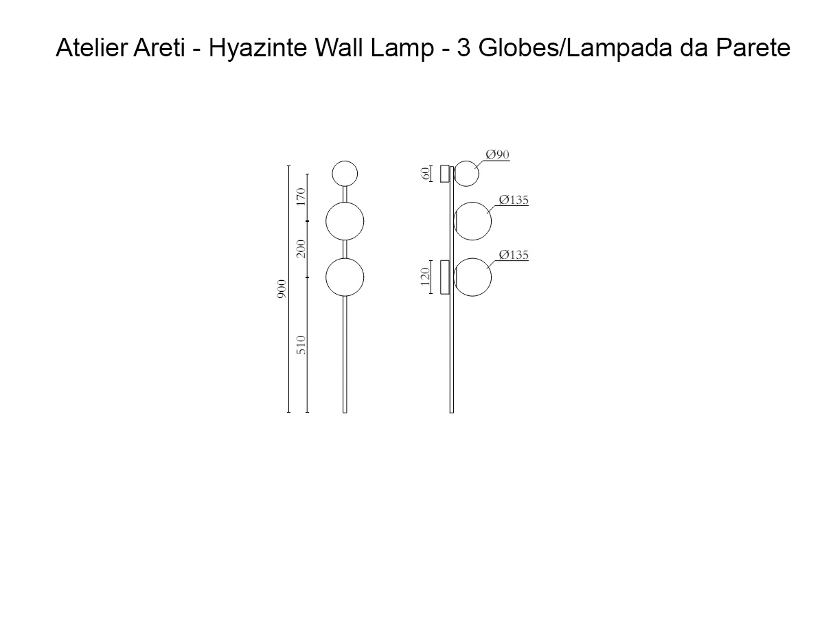 Atelier Areti Hyazinte Wall Lamp 3 Globes