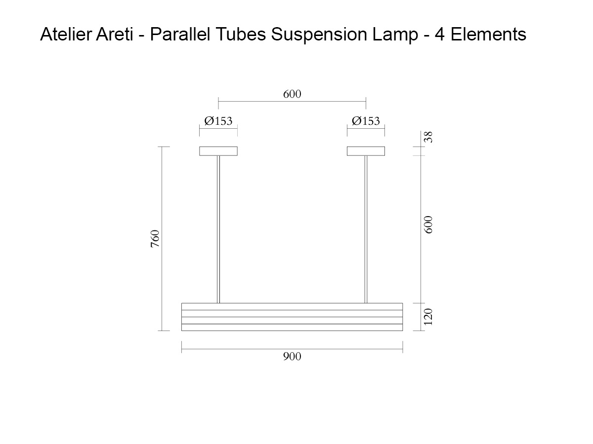 Atelier Areti Parallel Tubes 4 Suspension Lamp