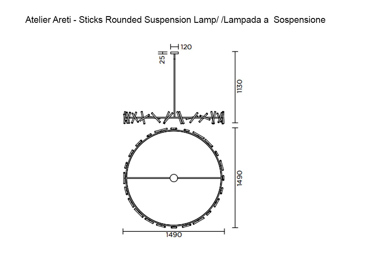 Atelier Areti Sticks Rounded Suspension Lamp