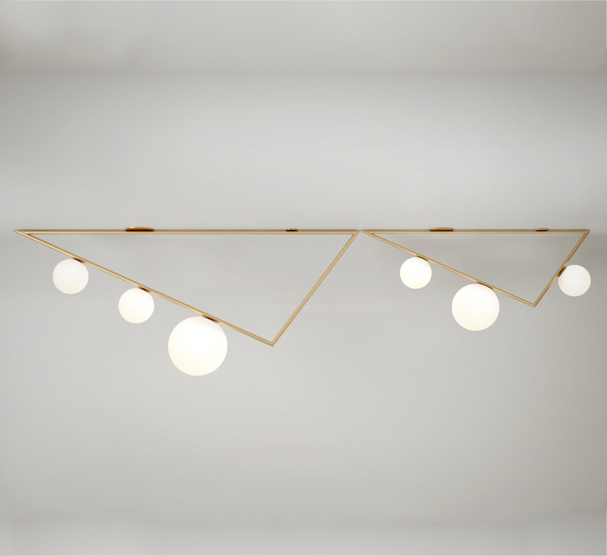 Atelier Areti Triangle 2 Globes White Ceiling Lamp 1