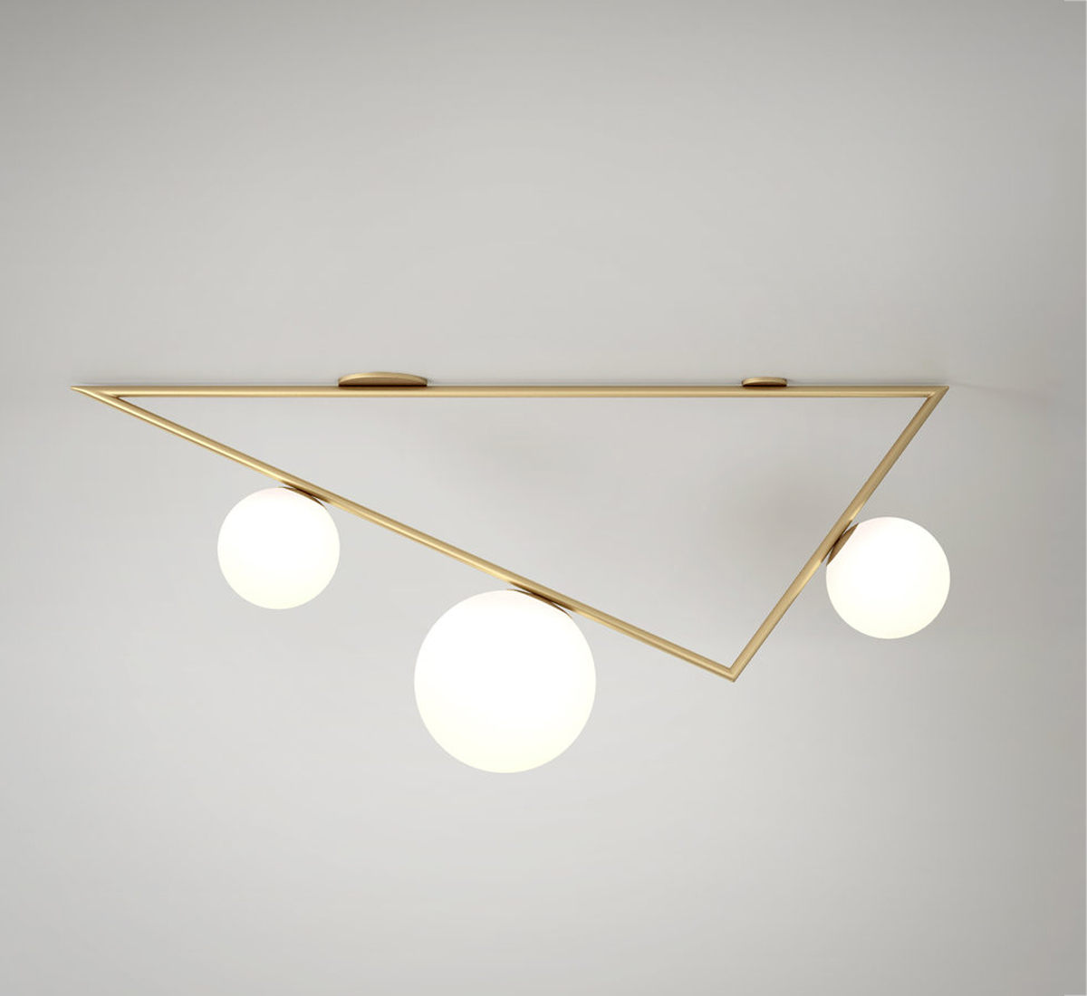 Atelier Areti Triangle 2 Globes White Ceiling Lamp 1