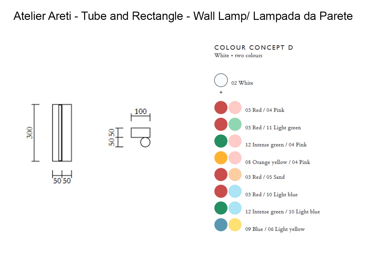 Atelier Areti Tube And Rectangle 2 Wall Lamp White Two Colour
