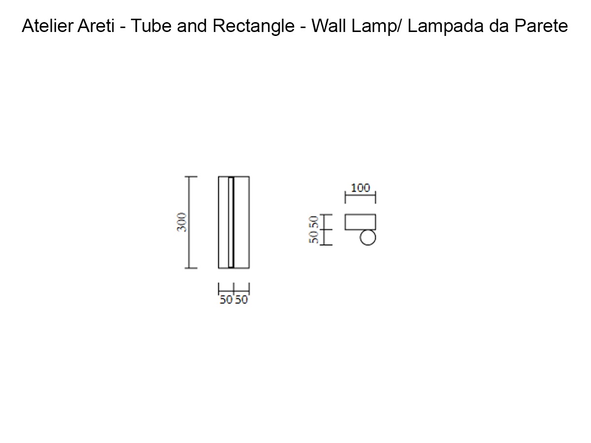 Atelier Areti Tube And Rectangle Wall Lamp Black Tube One Colour