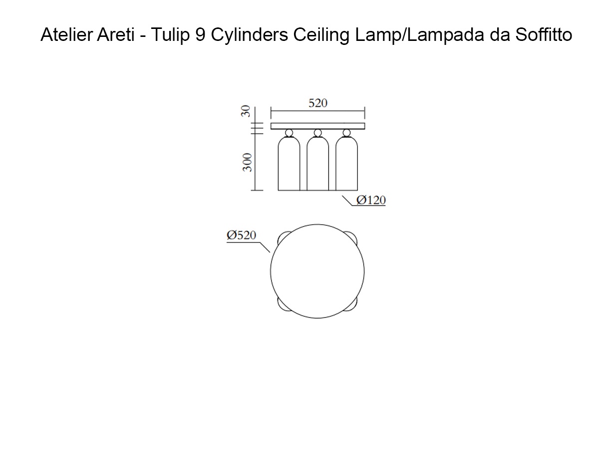 Atelier Areti Tulip Ceiling Lamp 9 Cylinders