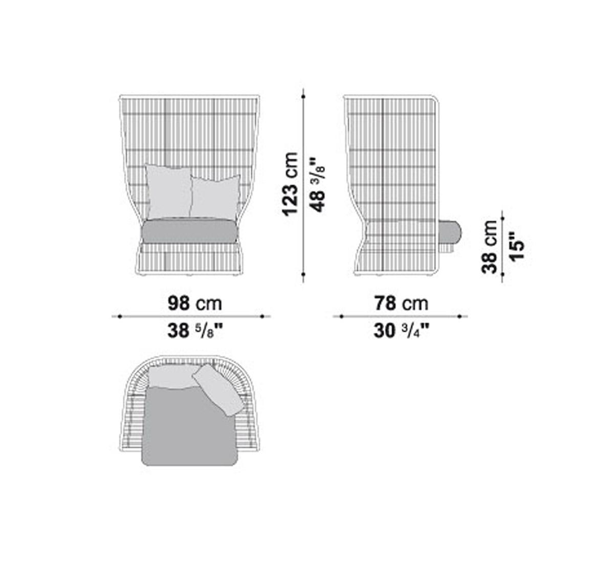 B B Italia Canasta 13 Armchair With High Back Outdoor