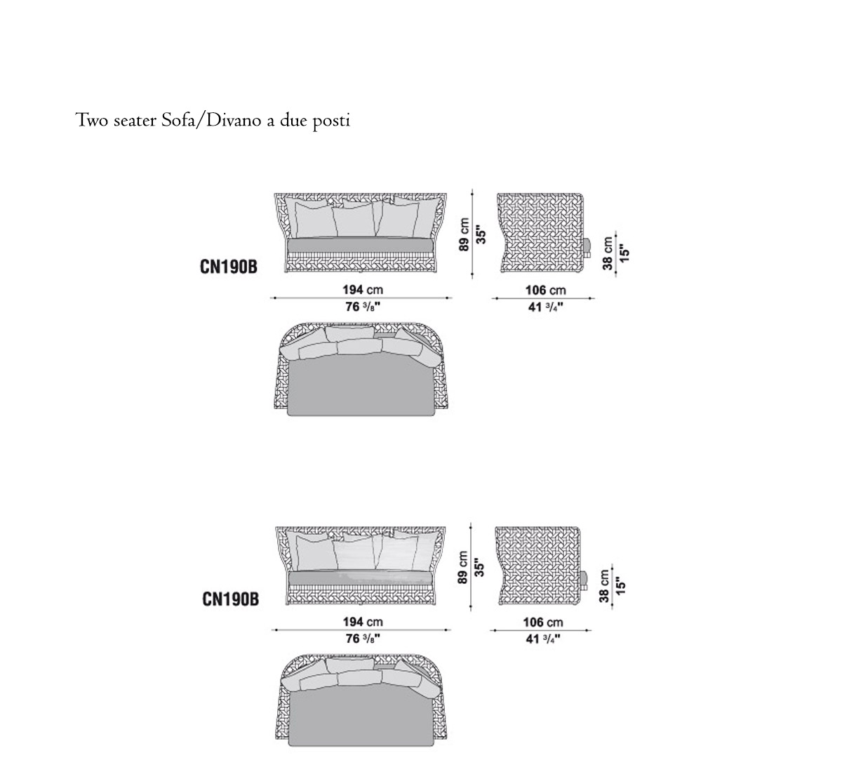B B Italia Canasta Two Seater Sofa