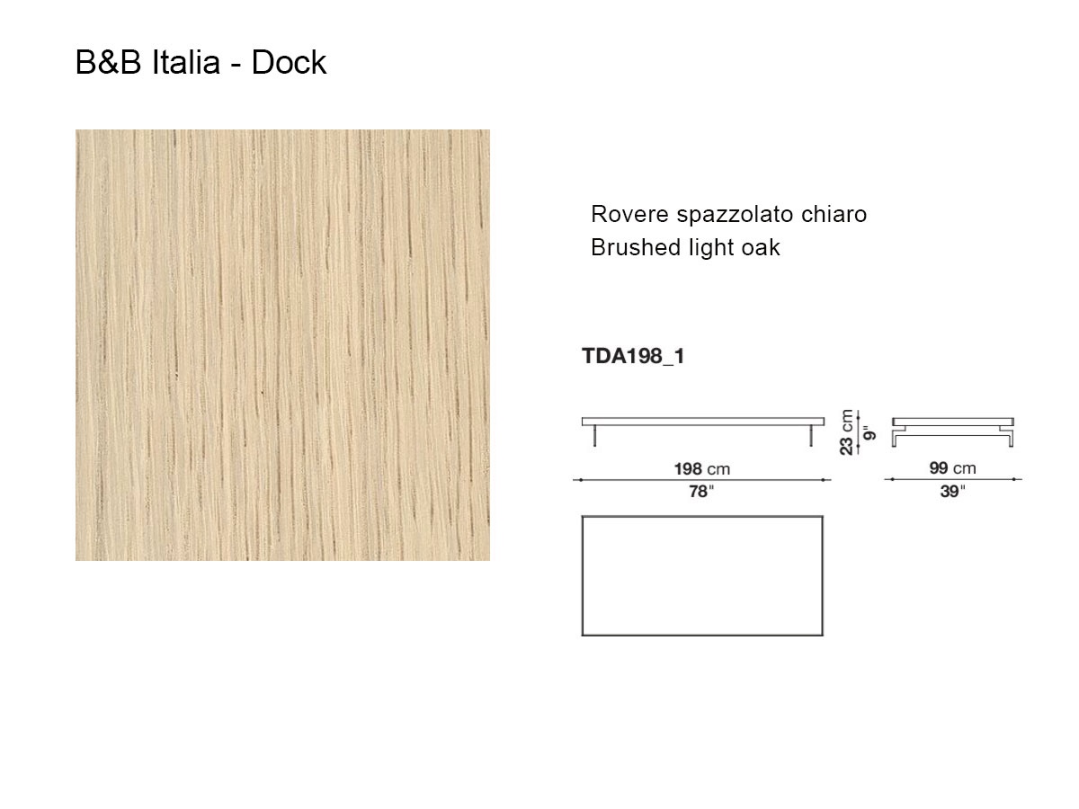 B B Italia Dock Coffee Table 198x99 Brushed Light Oak
